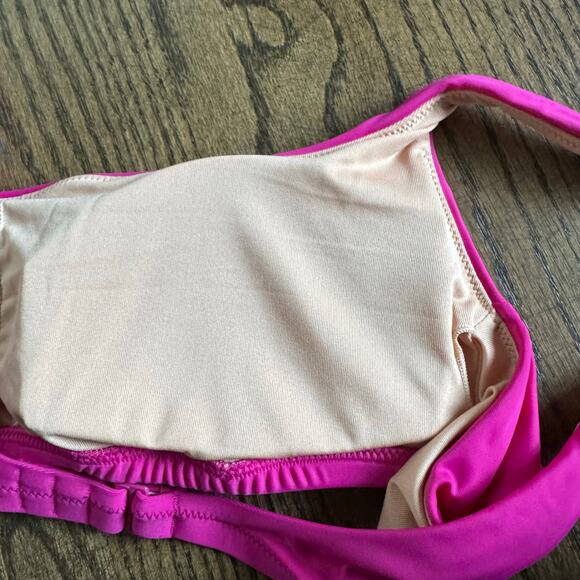 J.Crew Womens Square Neck Radiant Fuchsia Pink Bikini Swim Suit Top Size Medium - Picture 5 of 9